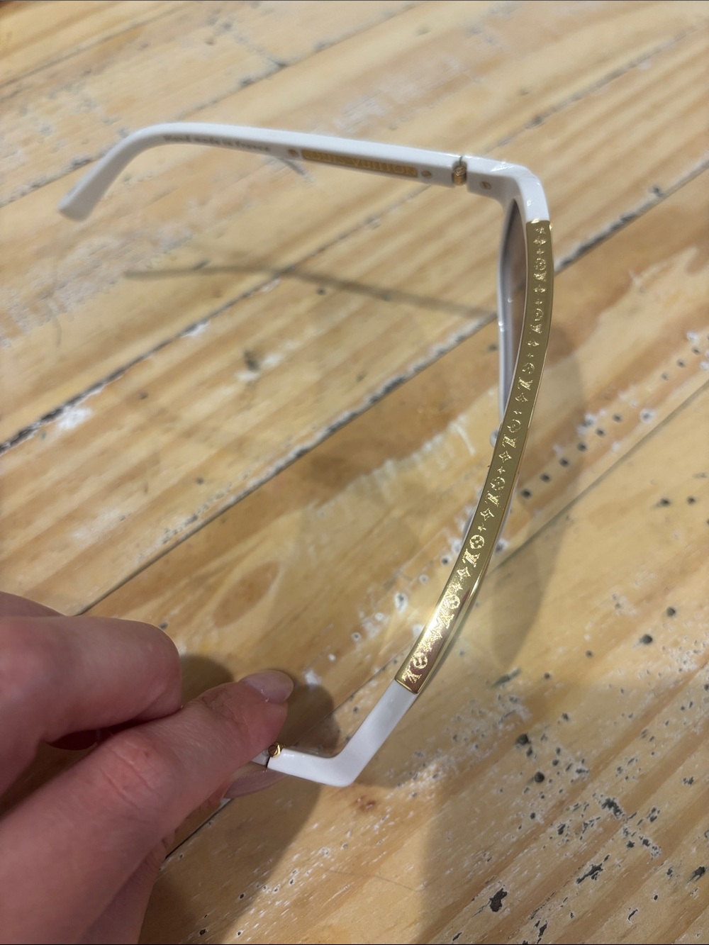 Louis Vuitton White Sunglasses with Gold Monogram Accent